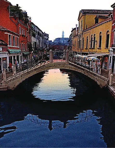Vector illustration of Beautiful Venice, Italy Bridge