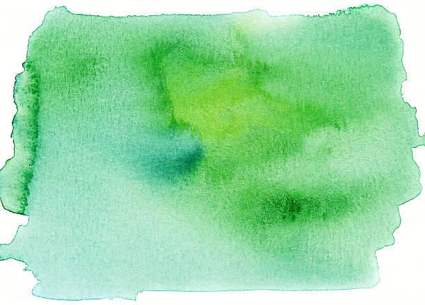 istock Green abstract watercolor painting with white background 532934669