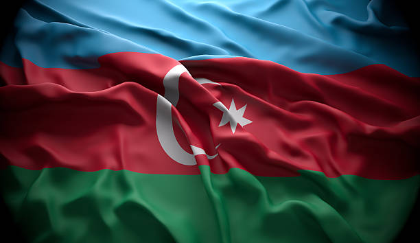 Azerbaijan national official state flag Azerbaijan official national state flag in black ambience with light coming from the top azerbaijan stock pictures, royalty-free photos & images