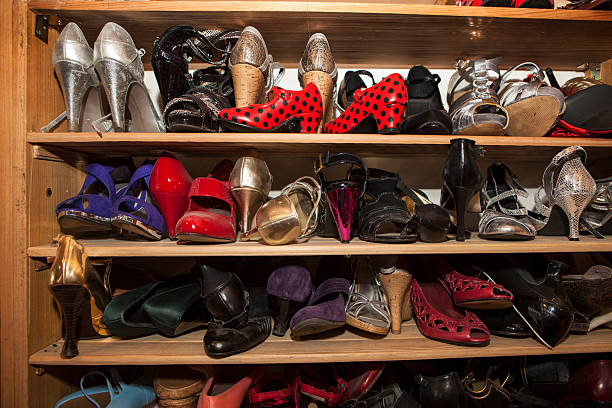istock Shelves with women's shoes 532934803