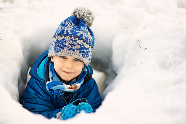 Little boy enjoying winter
