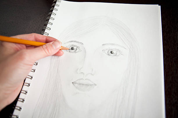 istock Woman's Hand Sketching a Female Portrait 532937285