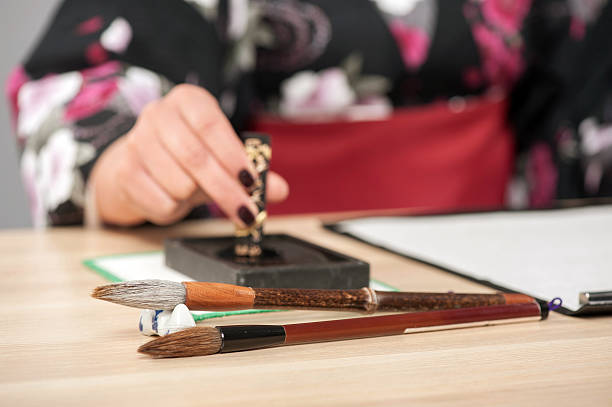 istock Traditional calligraphy on wooden table 532937943