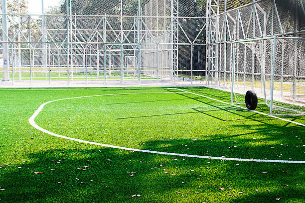 istock soccer field with green grass in stadium 532938555