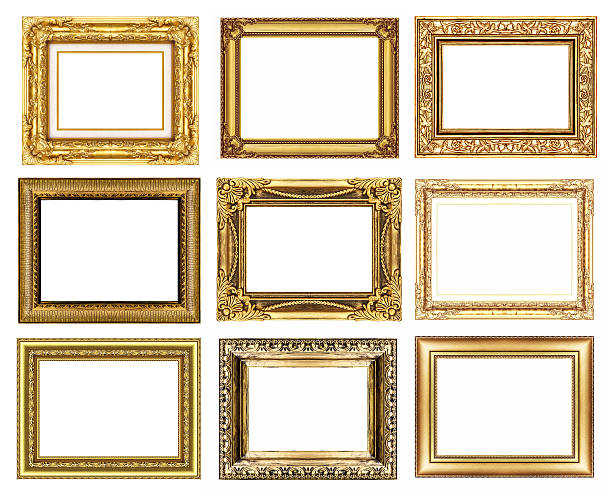 istock set 9 of vintage gold frame isolated on white background. 532939503