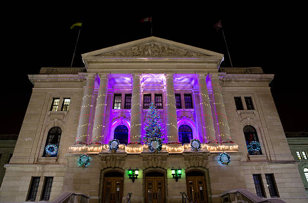 istock Saskatchewan Legislative Building at Christmas with lights and tree 532940403