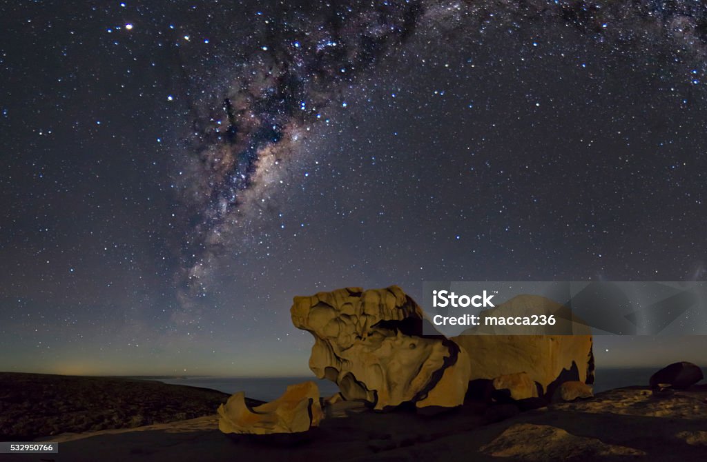 Milky Way above the rocks Remarkable Rocks Milky Way Core Night Stock Photo
