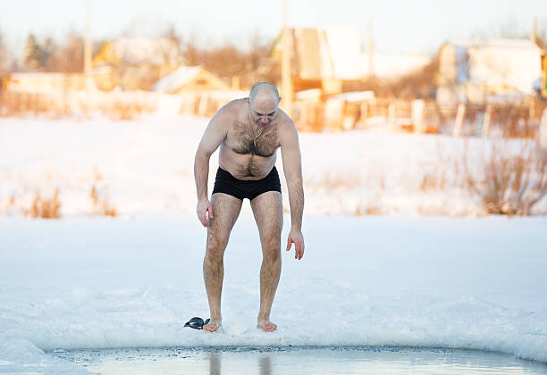 istock Winter-swimmer  ice-hole at lake 532953231