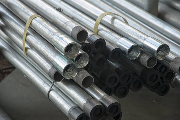 istock Stainless steel pipe in factory 532953925