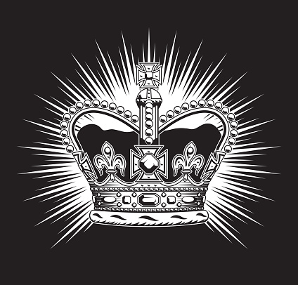 Stylized black and white vector illustration of the imperial state crown.