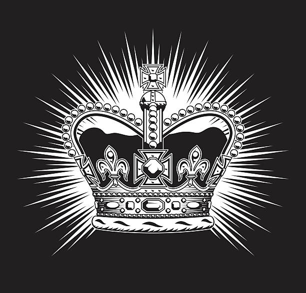 Imperial state crown Stylized black and white vector illustration of the imperial state crown. queen crown stock illustrations