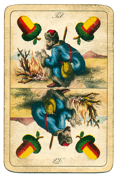 Ace or two Acorns playing card William Tell Hungary 1890