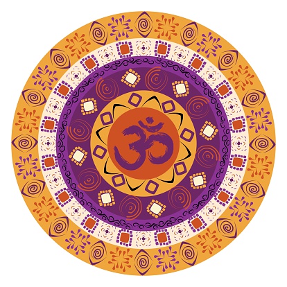 Colorful mandala with om symbol