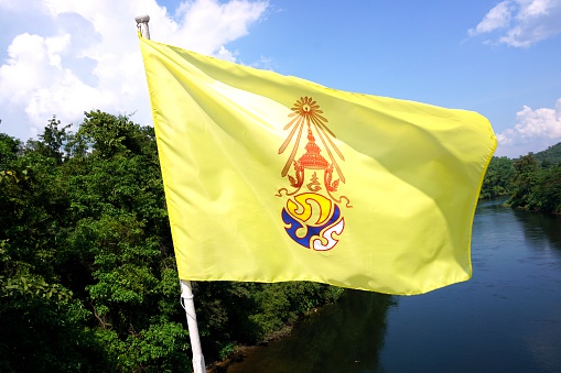 King Rama Nine flag on the bridge