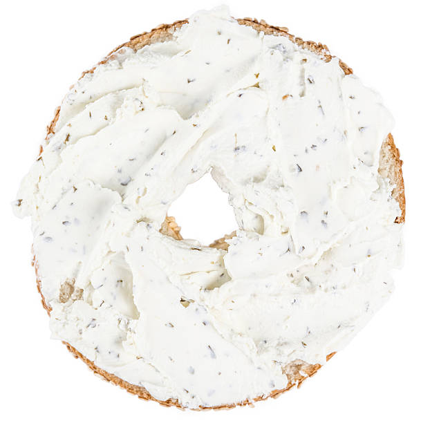 Fresh made cream cheese Bagel (isolated on white)