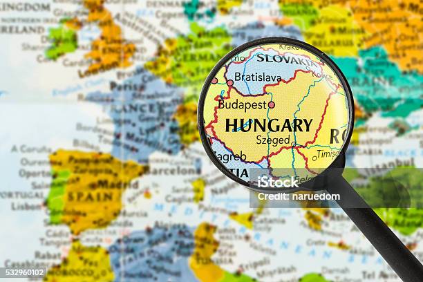Map Of Hungary Stock Photo - Download Image Now - Hungary, Map, Blue