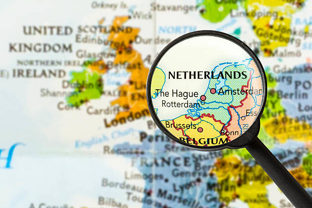 Map of Netherlands map of Netherlands through magnifying glass benelux stock pictures, royalty-free photos & images