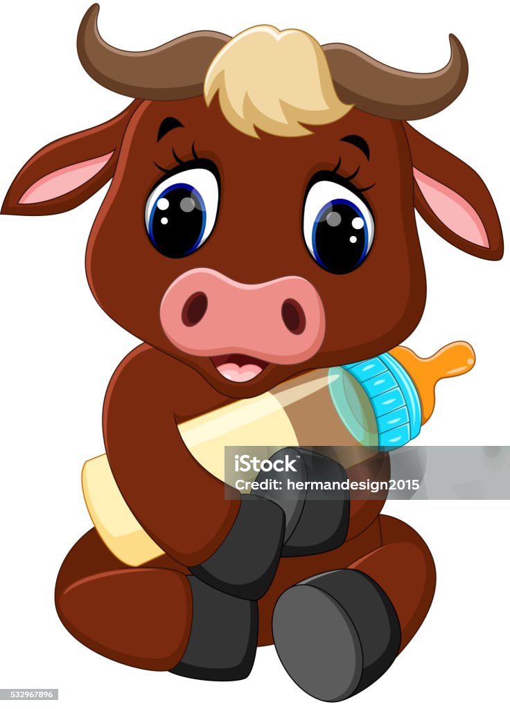 cute baby bull cartoon illustration of cute baby bull cartoon African Buffalo stock vector