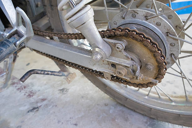 istock Rear wheel of motorcycle with chain-ring 532975378