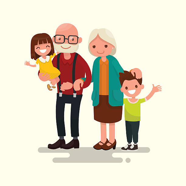 dziadkowie z ich wnucząt. ilustracja wektorowa - grandparent grandfather grandchild grandmother stock illustrations