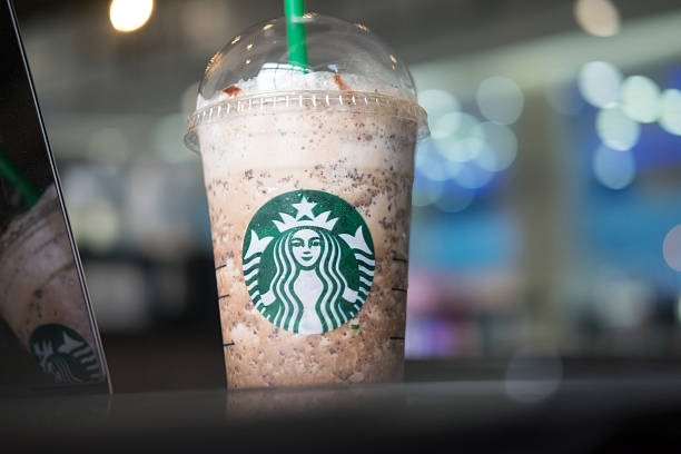 Samutprakarn, Thailand - May 21, 2016: Starbucks Frappuccinos are coffee drinks blended with chocolate and syrup. Starbucks Coffee is an American coffee chain with shops all over the world.