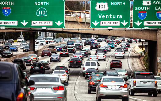 Highway traffic in Los Angeles.