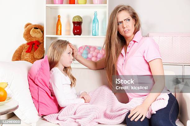 Mother With Sick Child Stock Photo - Download Image Now - 2015, Adult, Beautiful People