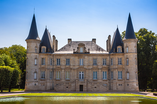Bordeaux, France - July 15, 2013: Chateau Pichon Longueville is one of the famous vine chateau in Bordeaux region in France.