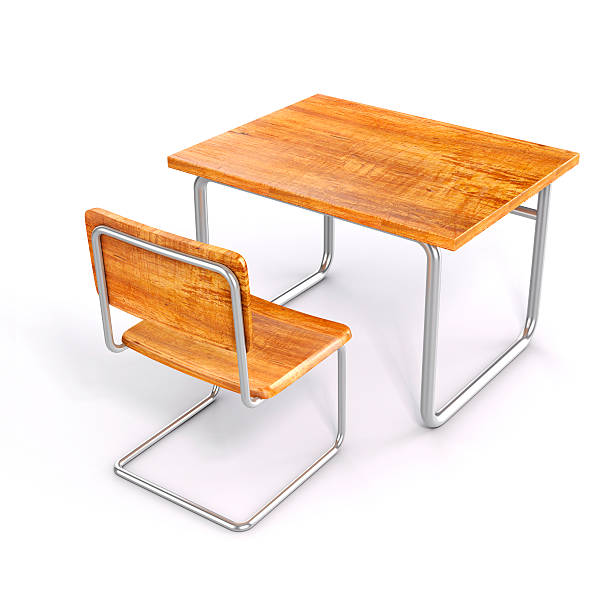 istock 3d school desk and chair on white background 532983033