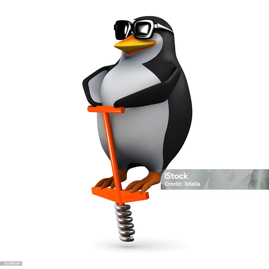 3d Penguin Bouncing On A Pogo Stick Stock Photo - Download Image Now - Pogo  Stick, Three Dimensional, Penguin - iStock