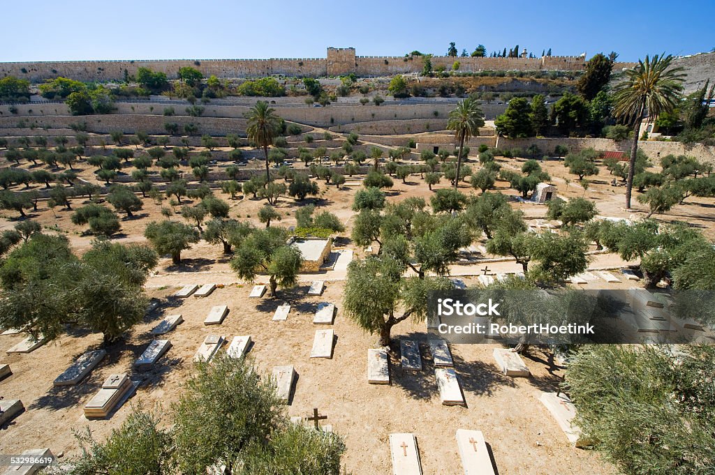 Kidron valley in Jerusalem Christian cemetery in the Kidron valley on the foot of the mount of olives 2015 Stock Photo