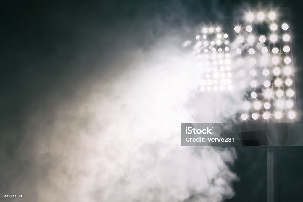 stadium lights and smoke 2015 Stock Photo