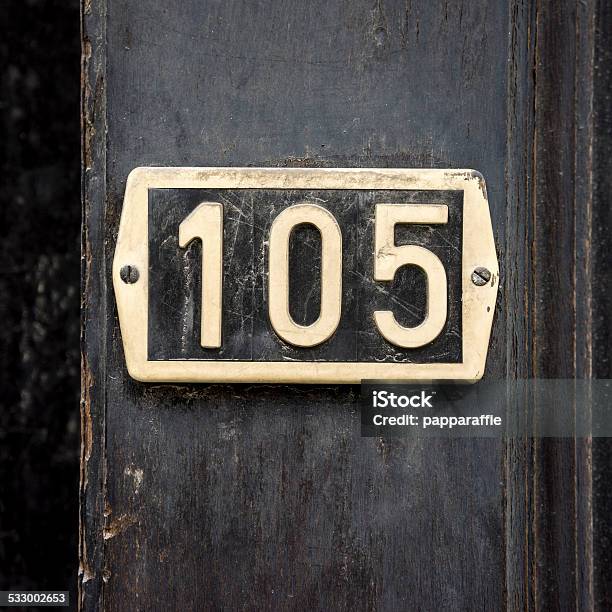 House Number 105 Stock Photo - Download Image Now - 2015, Alphabet, Decoration