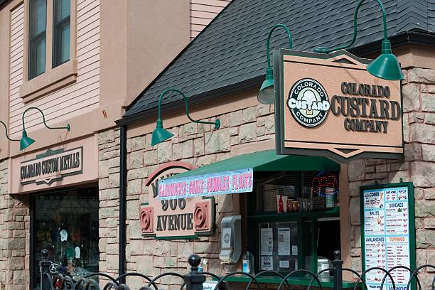 Manitou Springs, Colorado, USA - January 30, 2013: Colorful store facades in Manitou Springs, Colorado. Located outside of Colorado Springs, Manitou Springs is a vibrant vacation spot nestled in the Rocky Mountains and offers a variety of outdoor activities as well as breathtaking scenery.