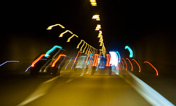 istock traffic lights in the night,light trace on highway 533004589