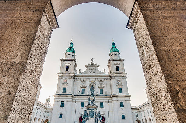 Cathedral square (Domplatz) located at Salzburg, Austria Cathedral square (Domplatz) located in front of the cathedral dedicated to Saint Rupert at Salzburg, Austria salzburger land stock pictures, royalty-free photos & images