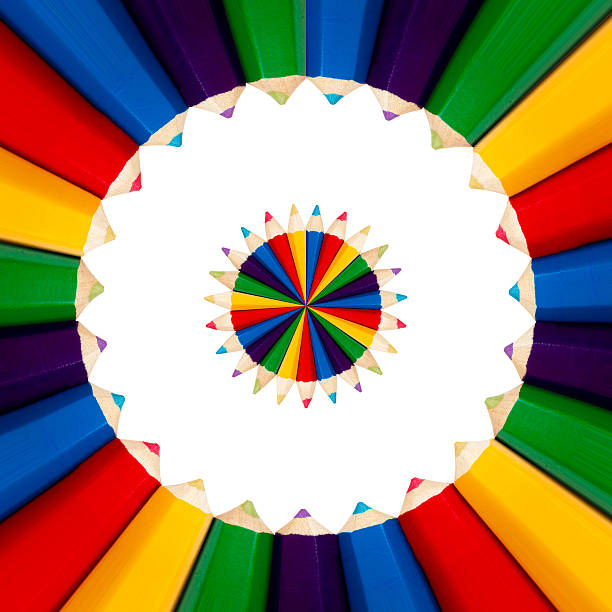 istock Color rainbow pencils isolated on white background 533008863