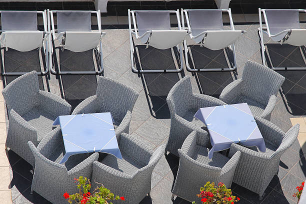 istock Restaurant on the upper terrace in Santorini 533031547