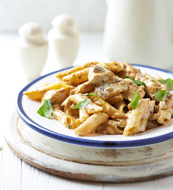 Penne with chicken and cheese sauce