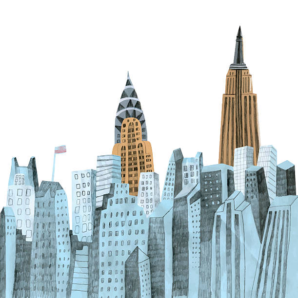 new york city illustration - empire state building 幅插畫檔、美工圖案、卡通及圖標