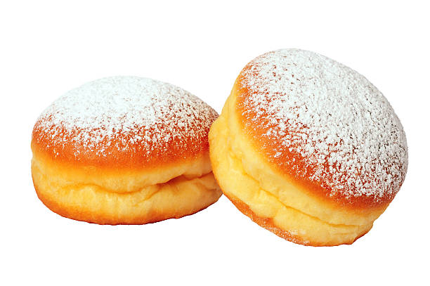 doughnuts isolated two doughnuts isolated over white background beignet stock pictures, royalty-free photos & images