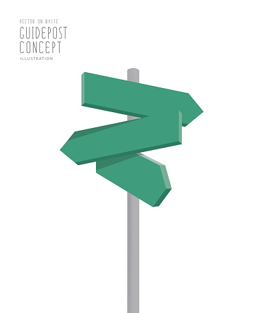 Directional Guidepost Blank Green Guidepost Direction Arrows For Many Way Vector Stock ...