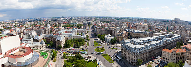 Aerial view of central Bucharest, Romania Aerial view of central Bucharest, Romania bucharest stock pictures, royalty-free photos & images