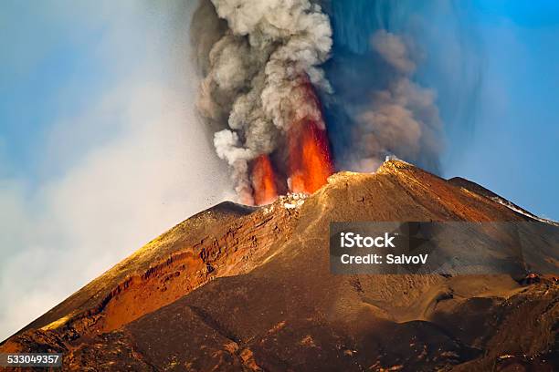 Eruption Etna Stock Photo - Download Image Now - Mt. Etna, Erupting, Volcano