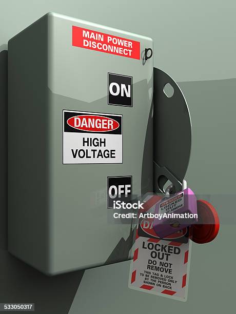 Machine Power Disconnection Main Power Disconnect Stock Photo - Download Image Now - Lockout, Label ...