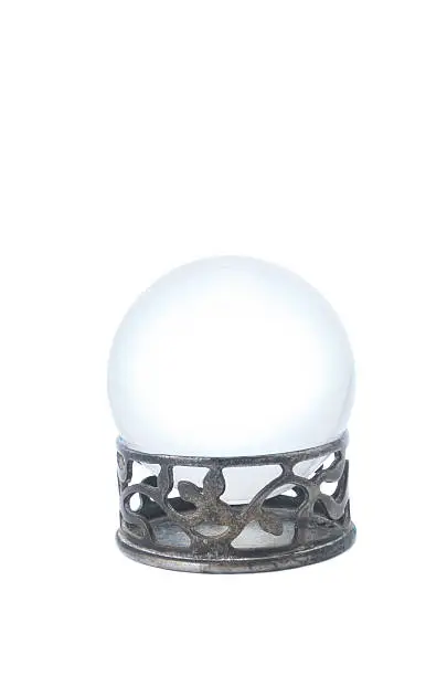 Crystal ball on stand isolated on a white background