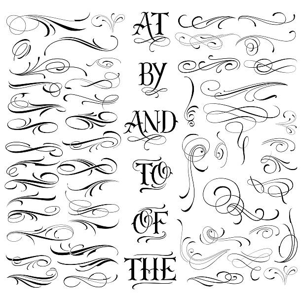 illustrations, cliparts, dessins animés et icônes de à la main de tatouage ensemble - frame growth calligraphy ornate