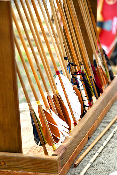 istock Close up of ancient wood arrows 533052331