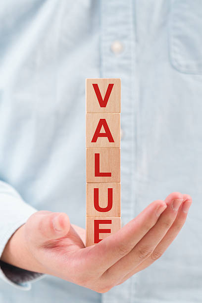 istock hand holding piles of blocks to form word value 533052703