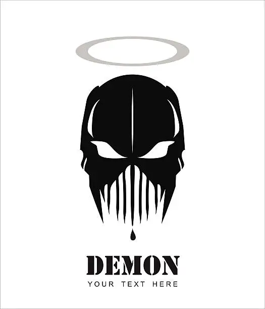 Vector illustration of Holy Demon. Mask. Alien. Black Demon. Predator.